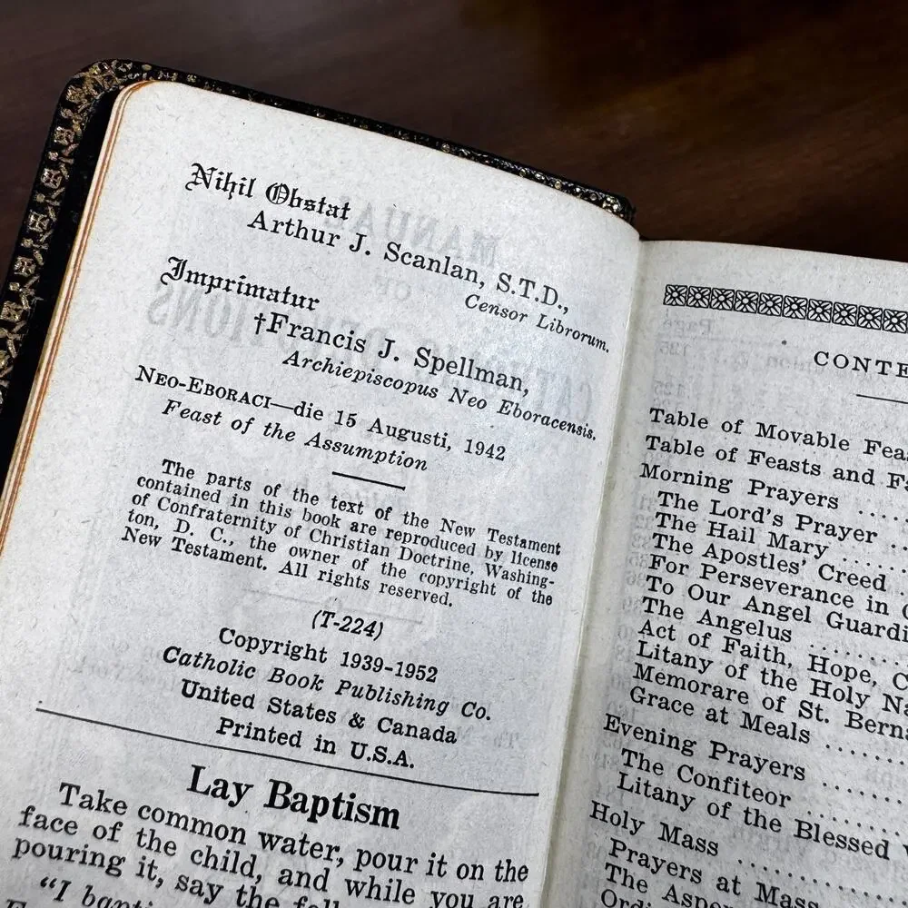 Manual of Catholic Devotions 1952 Pocket Size Rev JM Lelen, PhD